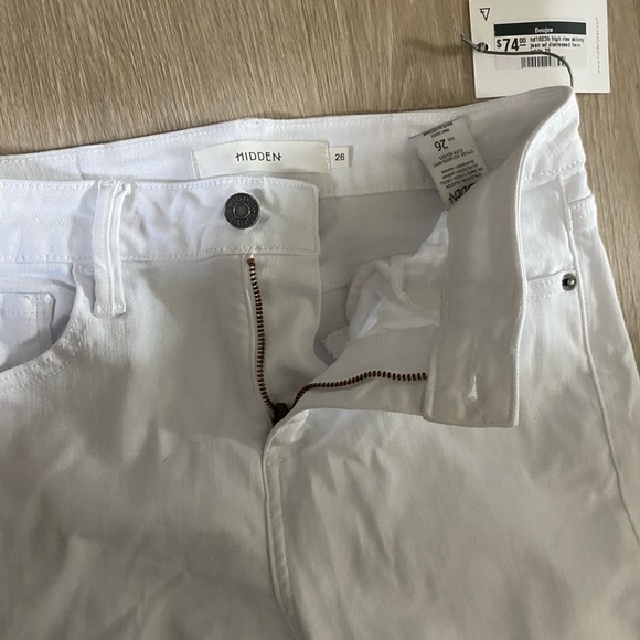 High rise skinny jean w/ distressed hem - Picture 3 of 5